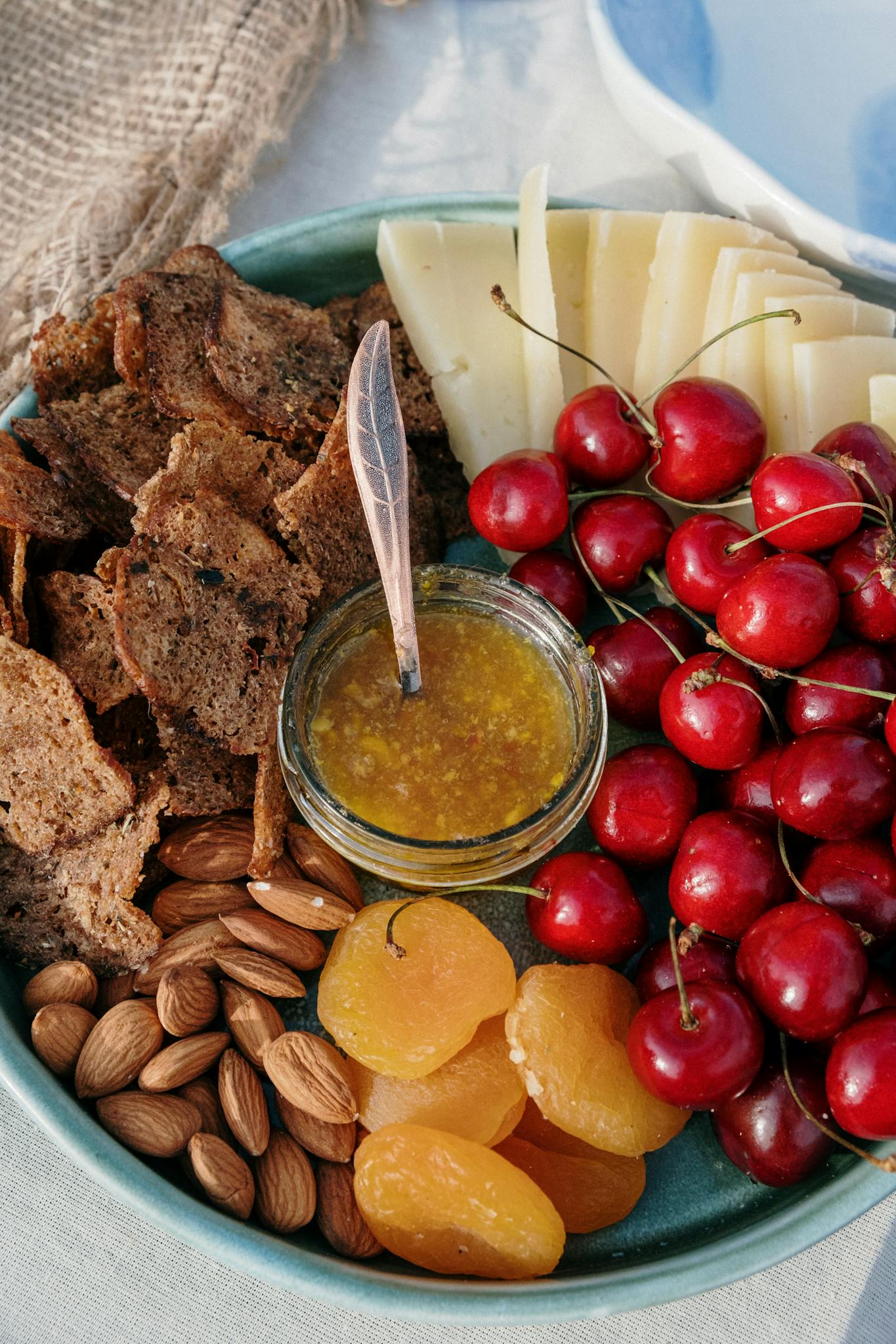 Red Cherries on Clear Glass Bowl